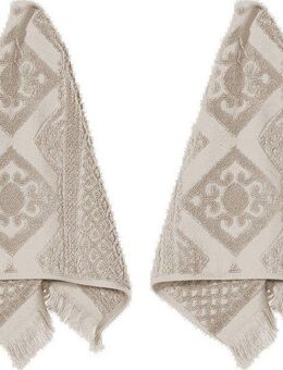 PAD Gästehandtuch Harlem, Frottee (Set, 2-St), Made in Europe, Uni Farben, mit Ornamenten, mit Fransen