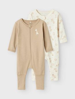 Name It Schlafoverall NBNNIGHTSUIT 2P ZIP FF JET GIRAFFE NOOS (Packung, 2-tlg)