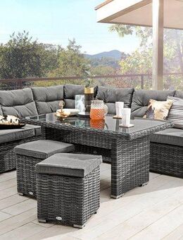 Destiny Gartenlounge-Set SANTA PONSA, (20-tlg., 2x Schenkel, 2x Hocker, 1x Tisch, inkl. Auflagen), Aluminium, Polyrattan