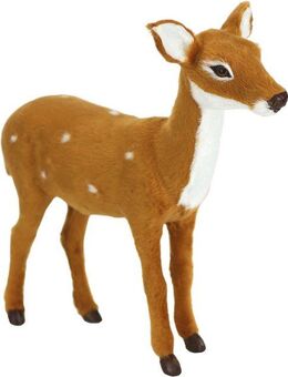 I.GE.A. Dekofigur Tierfigur Reh aus Kunstfell (1 St), Realistisches Waldtier Statue Ornament Plüschtier Weihnachtsdeko