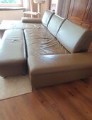 Ledercouch (Echtleder) mit Beistellhocker zu verkaufen in 85459