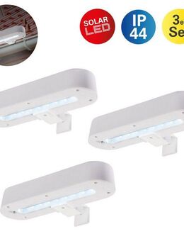 näve LED Solarleuchte Garden Light, LED fest integriert, Neutralweiß, 3er Set Dachrinnenleuchte weiß inkl. Halterung, Schiebeschalter, IP44