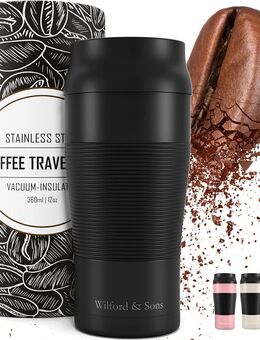 Thermobecher Kaffee To-Go Becher Edelstahl 360ml schwarz - Birkenfeld (Baden-Württemberg)