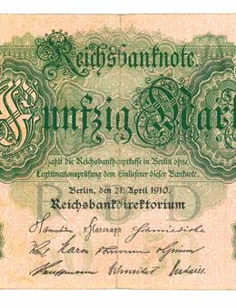 Historische Banknote, 1910, 50 Mark, Reichsbanknote - Dresden