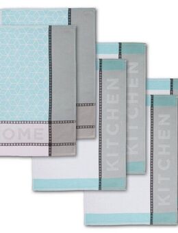 Dyckhoff Geschirrtuch HOME / KITCHEN, Maße je Tuch ca. 50x70 cm, (Set, 6-tlg), mit zwei verschiedenen Motiven