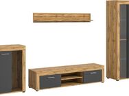 INOSIGN Wohnwand Aosta, 4-tlg., best. aus: Vitrine, Lowboard, Wandboard & Vitrine hoch, (4-St), Wohnwand, Kombination, Anbauwand, Möbel Set, Schrankwand, Möbel Kombi