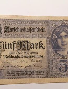 Darlenskassenschein Reichsbank 1917 5 Mark-Schein 1. WK - Hamburg Wandsbek