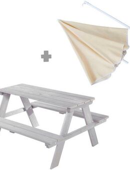 roba® Garten-Kindersitzgruppe Picknick for 4 Outdoor +, (Set, 2-tlg), grau, mit Sonnenschirm