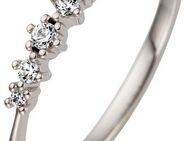JOBO Fingerring, schmal 585 Weißgold mit 5 Diamanten