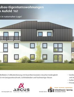 Geisenfeld! Neubau! 3,5-Zimmer Erdgeschoss-Wohnung mit Aufzug, Garten, Fußbodenheizung, elektrischen Rollläden, Videosprechanlage und TG-Stellplatz! - Geisenfeld