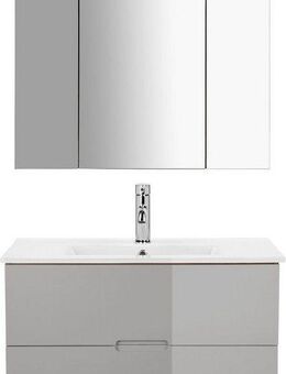 welltime Badmöbel-Set Lund Badmöbel Set Badschrank Badezimmerset, (Komplett-Set, 3-St), Waschtisch, Spiegelschrank und Becken Breite 80cm
