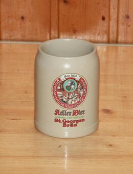 Keller Bier St Georgen Bräu Bierkrug Steingut Keramik Steinzeug 0,5L Vintage - Borken