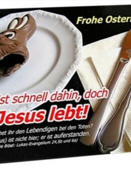 Christliche Poster Ostern A1 - Teller mit Schokohasenreste - Plakate Edition Katzenstein - Wilhelmshaven Zentrum