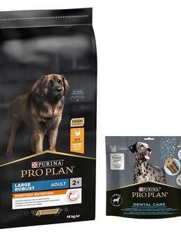 14 kg PURINA PRO PLAN Adult + 426 g Dental Care Snack für große Hunde gratis! - Large Robust Everyday Nutrition
