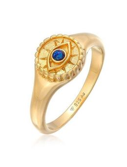 Elli Fingerring Siegelring Evil Eye Blue syn. Opal 925 Silber