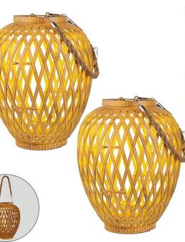 näve LED Solarleuchte 2er Set Korb- / Solardekoleuchte "CESTO", LED fest integriert, Warmweiß, Inkl. Dämmerungssensor