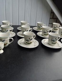 Mandarin Stoneware 12 Kaffeetassen Gänse-Dekor Keramik 27 Teile - Flensburg