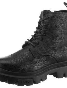 HUGO Fabyan Schnürboots, Blockabsatz, Plateau, Stiefelette mit Logo an der Anziehlasche