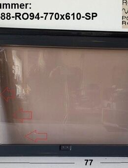 Bürstner Wohnwagenfenster Roxite 94 D399 7390 ca 77 x 61 (zB E374/E653 4602) gebraucht - Sonderpreis (Riss Innenscheibe) - Schotten Zentrum