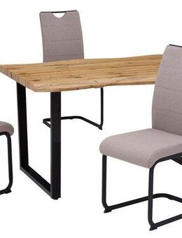 HELA Essgruppe GISELLE Esszimmer, Essgruppe, Sitzgruppe TOPSELLER!, (Set, 5-tlg., 5er Set, Tisch plus 4 Stühle), Esstisch U-Gestell Metall, Tischplatte mit Baumkante, OTTOs Choice