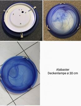Originalverpackte Alabaster Deckenlampe Deckenleuchte blau Glas Metall rund 30 cm 5 cm H flach E14 - Schladen-Werla