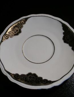 Leuchtenburg Bauer&Lehmann Kahla Untertasse 15 cm elfenbeinfarben  Gold Retro Vintage 3,- - Flensburg