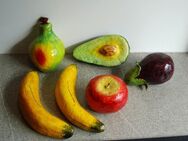 6 x Deko Obst Pappmaché Bananen Apfel Mango Aubergine Papaya - Flensburg