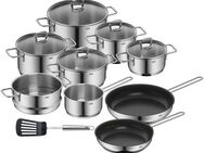 Silit Topf-Set Alicante Induktion 10-teilig, Kochtopfset Induktion mit Glasdeckel, Cromargan® Edelstahl Rostfrei 18/10 (Set, 10-tlg., Fleischtopf 16/20/24, Bratentopf 16/20, Kasserolle 16, Pfanne 24/28), Induktions Töpfe Set unbeschichtet, für alle...