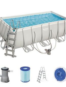 Bestway Power Steel Frame Pool Set Pumpe viereckig grau 412 x 201 x 122cm - Wuppertal