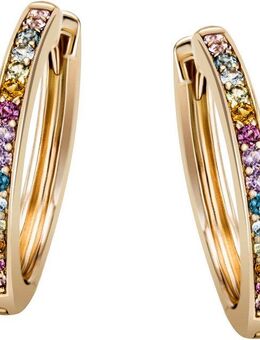 Firetti Paar Creolen Schmuck Geschenk Silber 925 Ohrschmuck Ohrringe Regenbogen, mit Topas (behandelt), Amethyst, Citrin, Peridot, Rhodolith, Topas