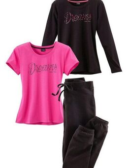 Vivance Dreams Pyjama (Set, 3 teilig) mit Frontschriftzug