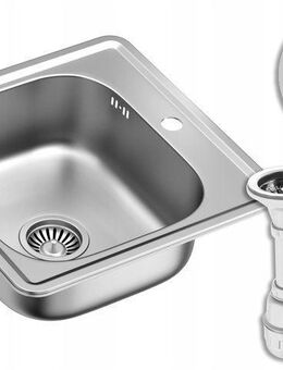 Stahlspüle mit Abtropffläche Siphon Einbeckenspüle Edelstahl Set 2 - Wuppertal