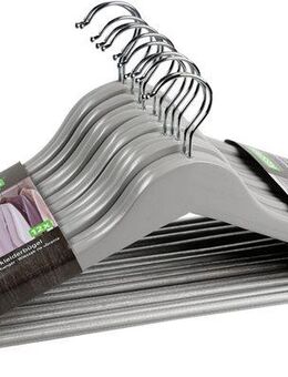 KESPER® Kleiderbügel Formkleiderbügel, 12er Set, FSC, (Set, 12-tlg), mit rutschfestem Hosensteg und praktischen Rockkerben