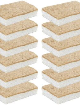 WENKO Geschirrschwamm Modell Coco, 12er Set, mit Naturfasern, 2-seitig, waschbar bis 40 °C
