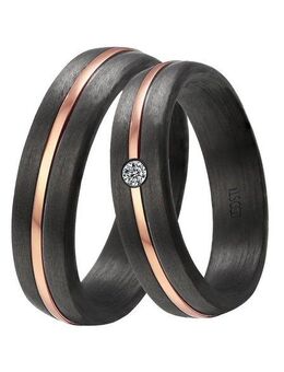 DOOSTI Trauring Schmuck Geschenk CARBON Trauring Ehering Partnerring LIEBE, wahlweise mit oder ohne Zirkonia