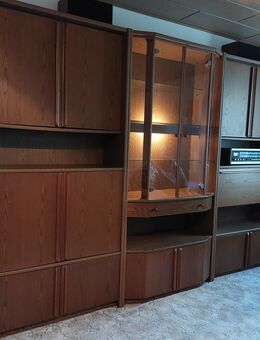 Schrankwand 3-teilig mit Glasvitrine, Eiche und Eicheoptik - Ballenstedt Rieder