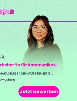 Mitarbeiter*in (m/w/d) für Kommunikation, Social Media und Veranstaltungen - Ludwigsburg