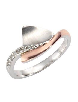 Zeeme Fingerring Silber 925 zweifarbig mit Zirkonia weiß