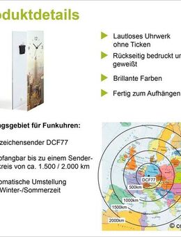 Bruno Banani Wanduhr Beton auf Glas (wahlweise mit Quarz- oder Funkuhrwerk, lautlos ohne Tickgeräusche)