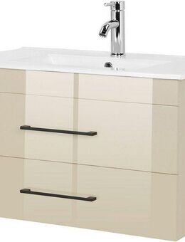 welltime Waschtisch Florenz Badmöbel Badschrank mit Waschbecken, Waschplatz mit 2 Auszügen und Softclose Breite 80cm