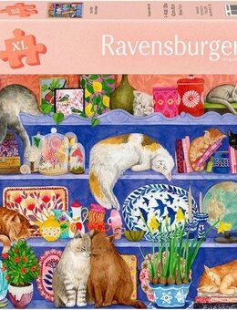 Ravensburger Puzzle Feel Well & Puzzle, Katzen im Regal, 200 Puzzleteile, XL, für Erwachsene, Made in Europe