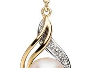 JOBO Perlenanhänger Anhänger mit Perle, 585 Gold mit Diamant und Süßwasser-Zuchtperle