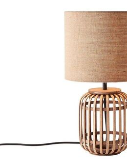 Brilliant Tischleuchte Woodrow, ohne Leuchtmittel, Nature Stil, 42,5 cm Höhe, Ø 24 cm, E27, Bambus/Textil/Metall, braun
