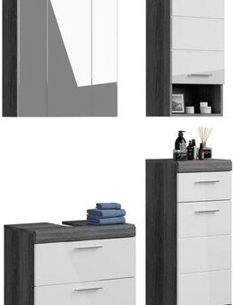 INOSIGN Badmöbel-Set Siena, 4 teilig, bestehend aus:, (Set, 4-St), Waschbeckenunterschrank, Spiegelschrank, Unterschrank, Hängeschrank