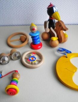Holz-Spielzeug-Sortiment,8 Stück,ua. von Nuk,Haba oder Ammon,Alt - Linnich