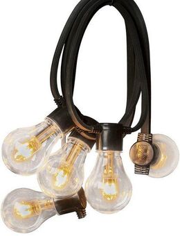 KONSTSMIDE LED-Lichterkette LED Solar Biergartenkette, 10 bernsteinfarbene Dioden, Timer, 10-flammig, Fernbedienbar Dimmbar, 8 Lichtfunktionen, Solarbox über USB aufladbar