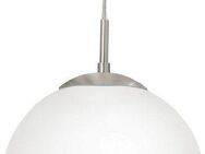 EGLO Hängeleuchte RONDO Pendellampe, Metall in silber, Glas in Opal matt weiß, E27, Leuchtmittel wechselbar, ohne Leuchtmittel, Esszimmerlampe, zeitloses Design, modern, schlicht, 110x25cm