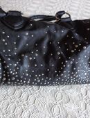 Tasche, Handtasche, Bowling-Bag, Kunstleder, schwarz, Steinchen in 22523