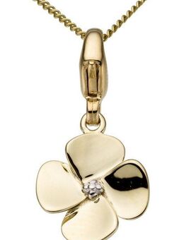 Firetti Charm Blume Schmuck Geschenk Gold 375 Halskette Charmarmband Gold-Charm Blume