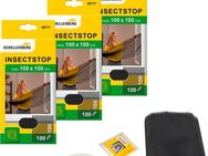 SCHELLENBERG Fliegengitter-Gewebe für Fenster ohne bohren, (Set, 3-St), Insektenschutz inkl. Befestigungsband, 100 x 100 cm, weiß, anthrazit